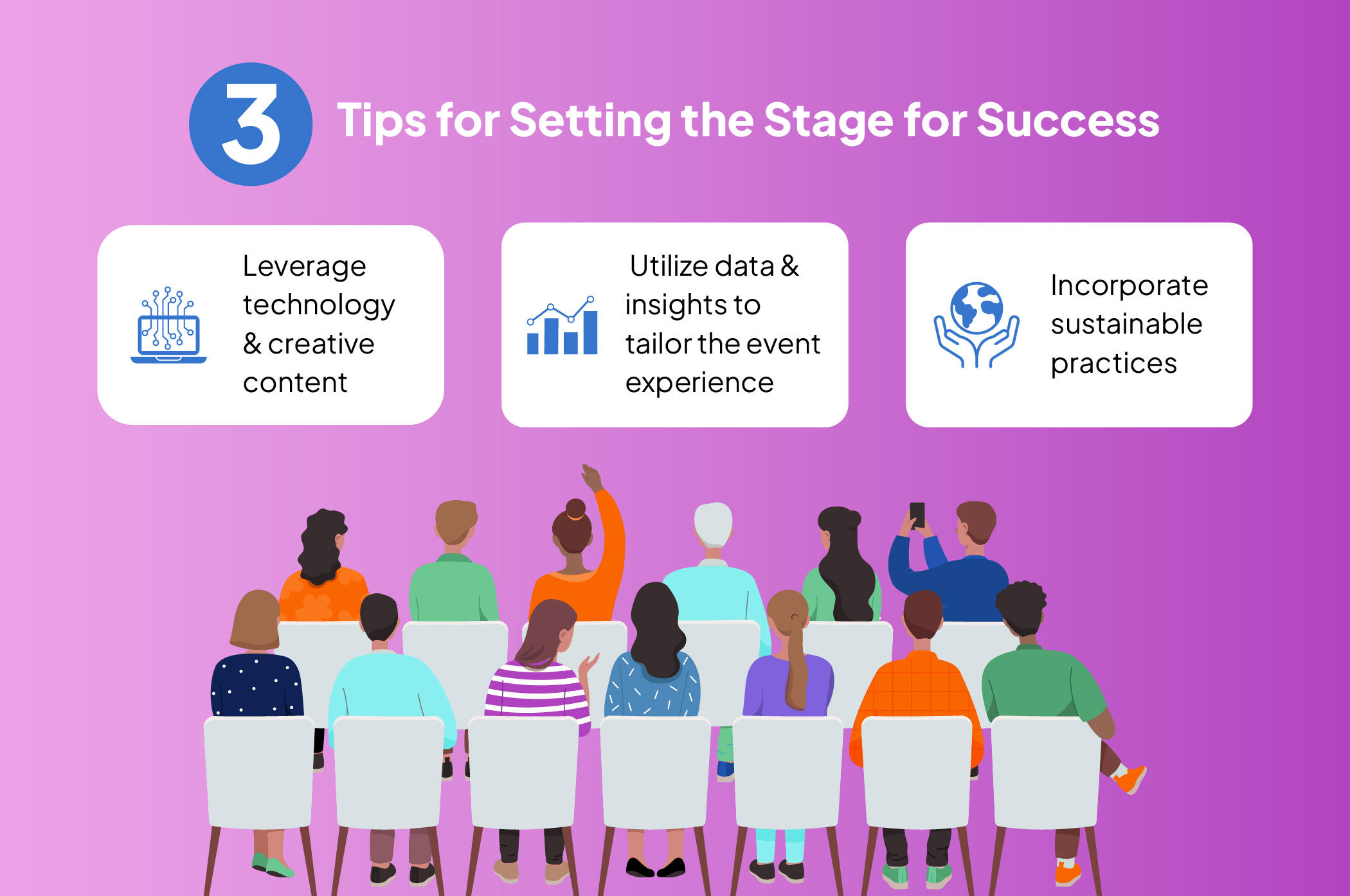 the target audience at an in person event sitting in chairs and tips for a successful event