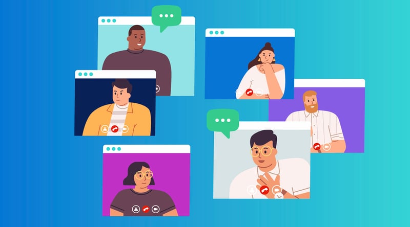 virtual component of live events with people on a computer screen using high-quality video conferencing software