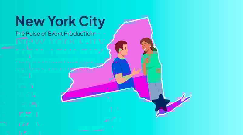 two people in conversation in private dining rooms over a pink map of New York