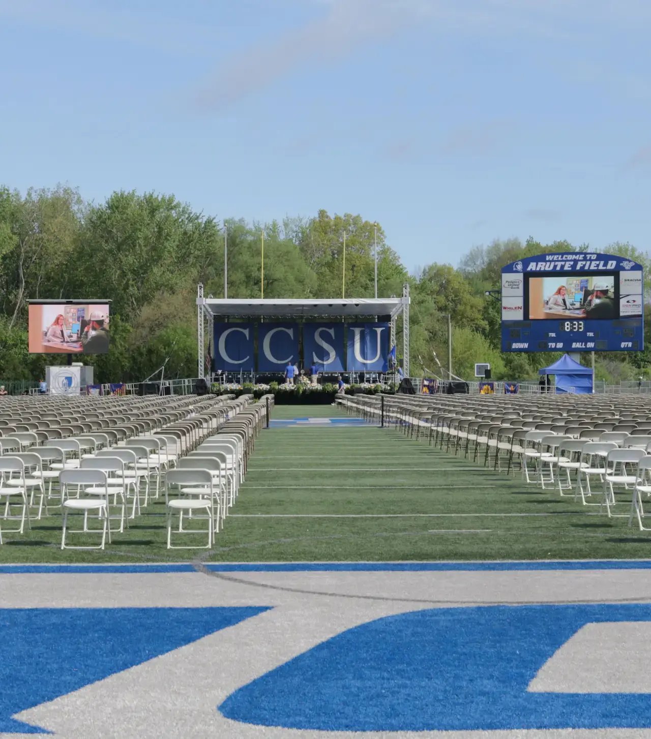 ccsu graduation setup outdoors