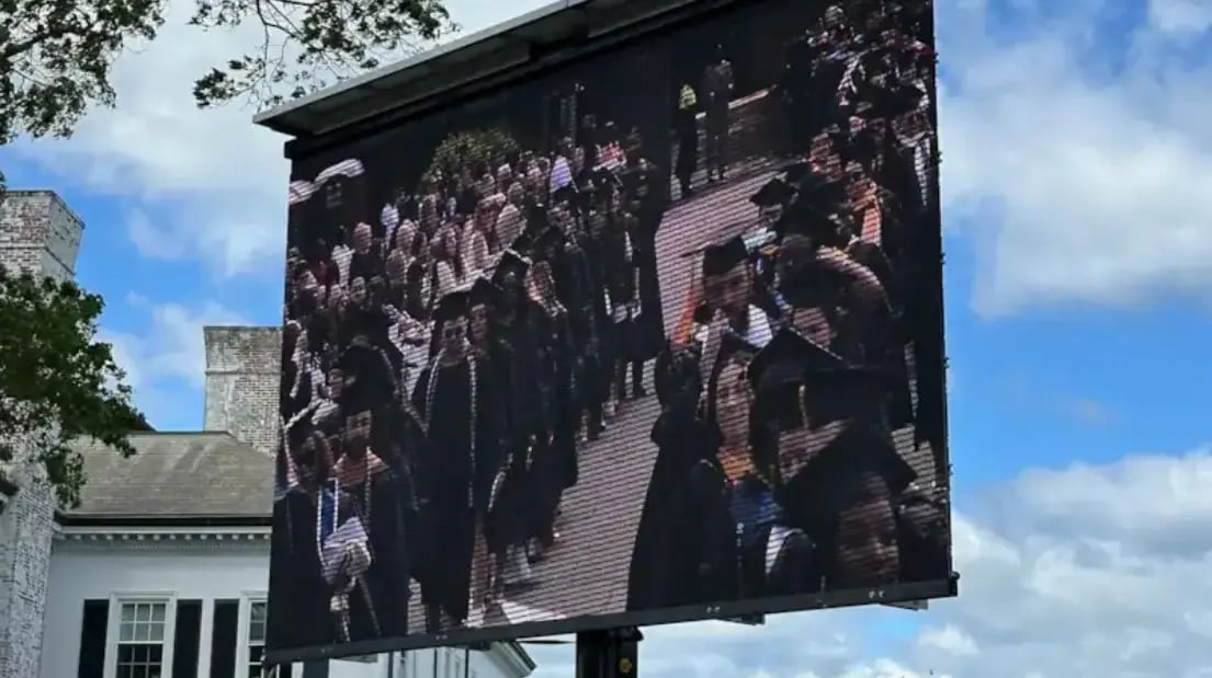 led screen at university commencement
