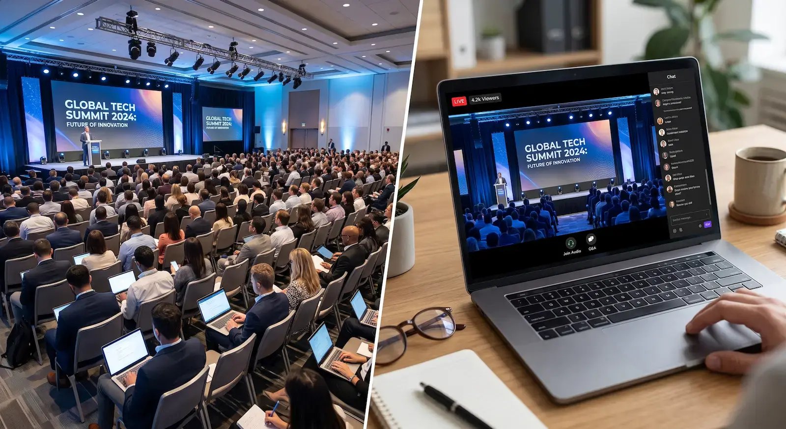 Hybrid events production connects in-person attendees with a virtual audience